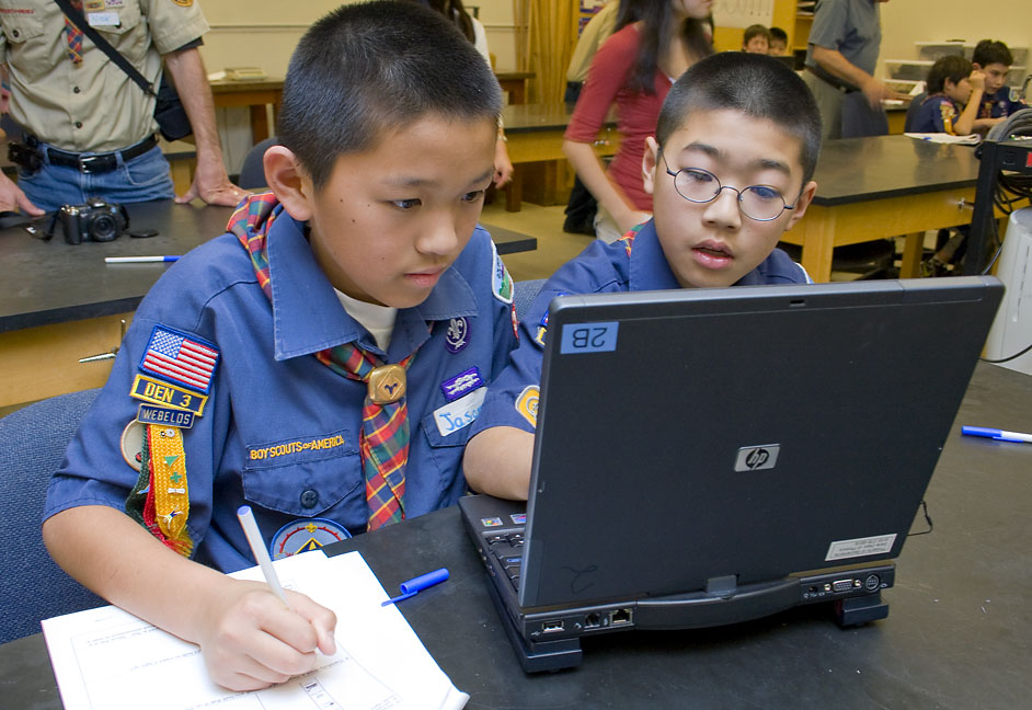 Picture of scout(s) doing physics experaments
