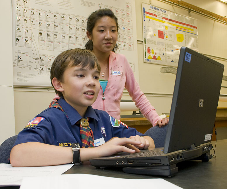 Picture of scout(s) doing physics experaments