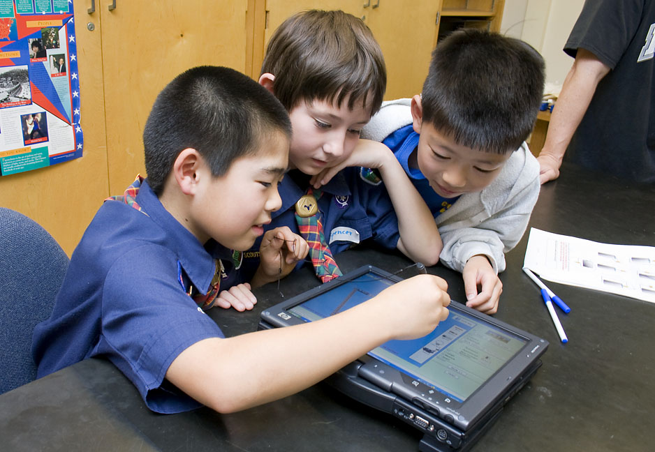 Picture of scout(s) doing physics experaments