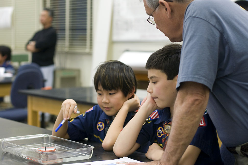 Picture of scout(s) doing physics experaments