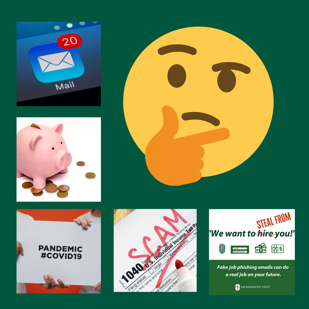 Collage of types of cyberscams