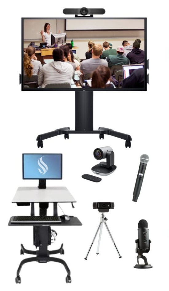 Examples of classroom technology, including webcams and microphones