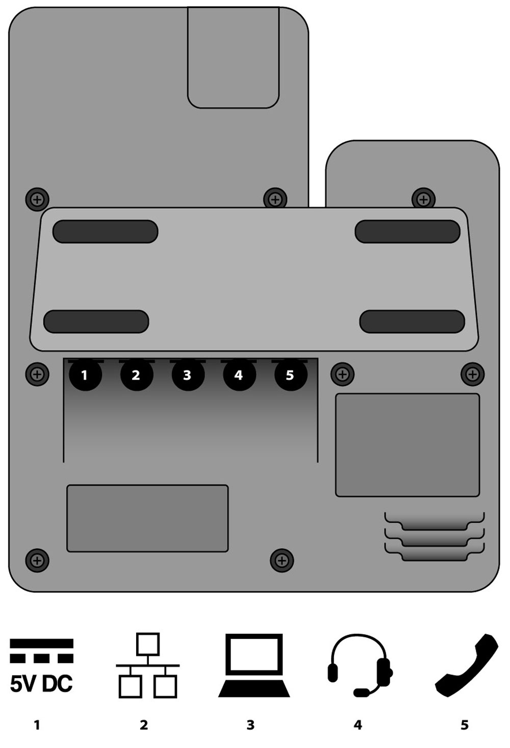 Bottom View of the Avaya 179 desktop phoneset