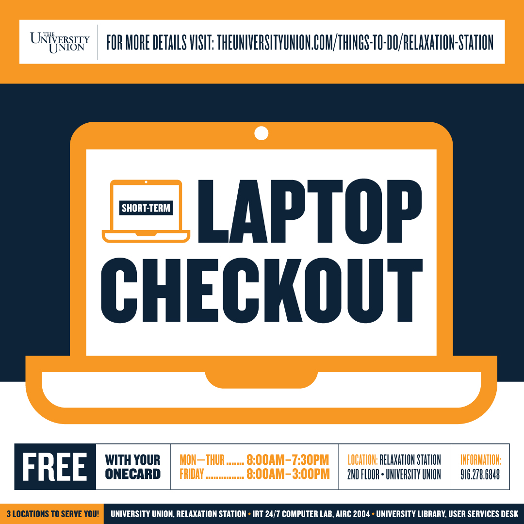 graphic: university union laptop checkout 