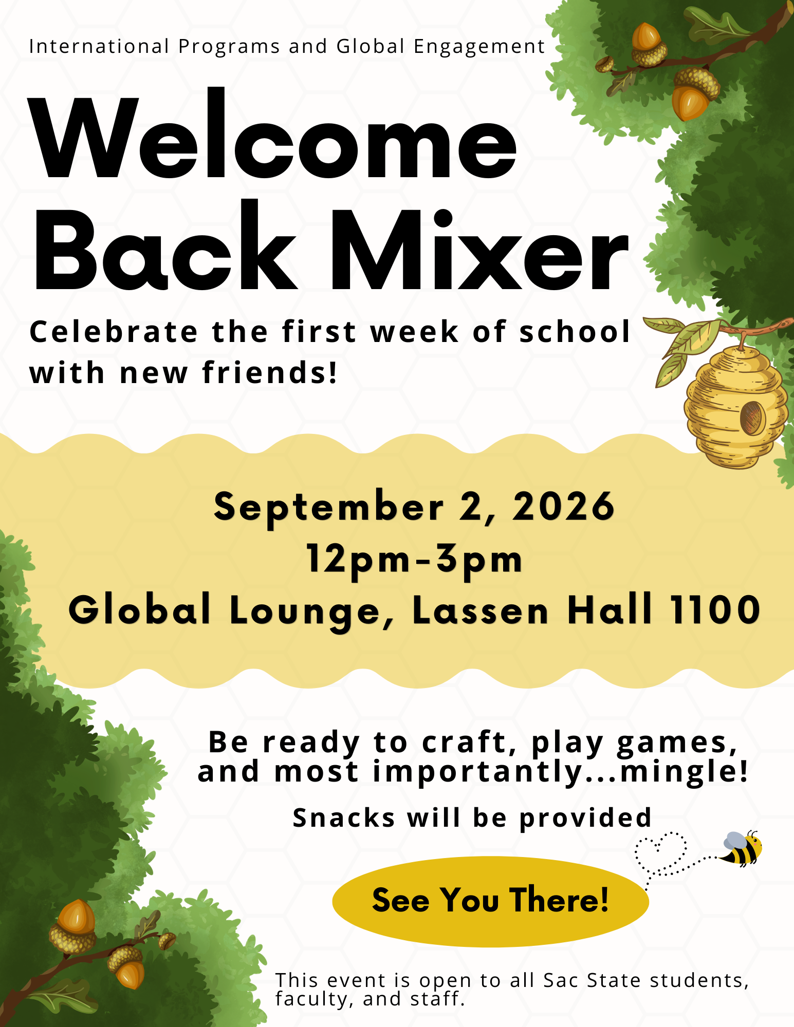 flyer for welcome back mixer