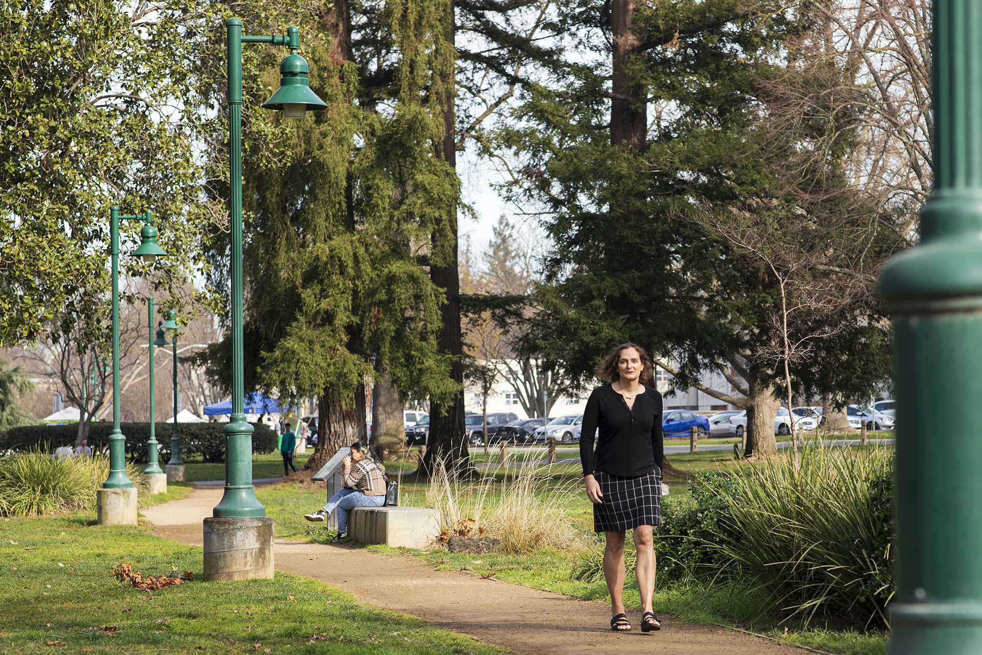 Antonia Peigahi walking on campus