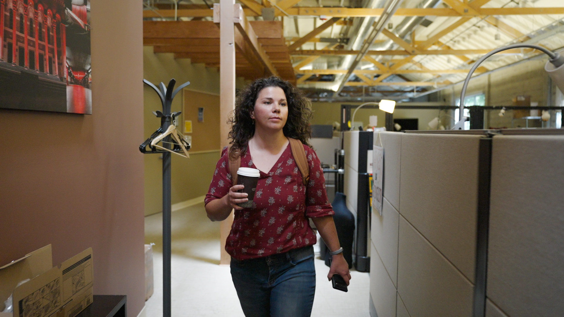 A Sacramento Republic FC employee walking through the team's offices.