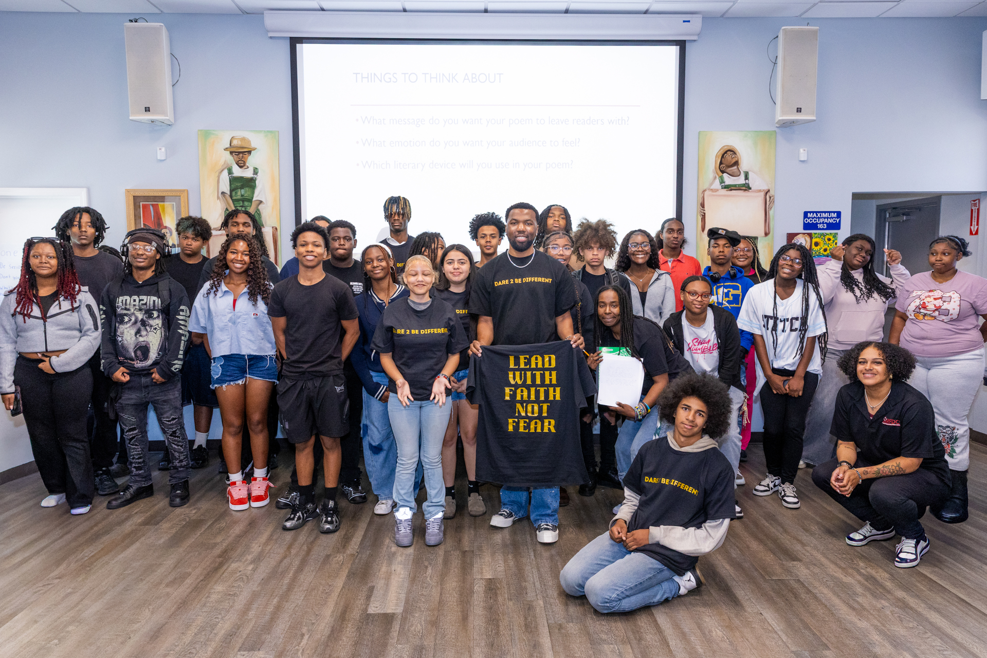 Group picture of students and their teacher.