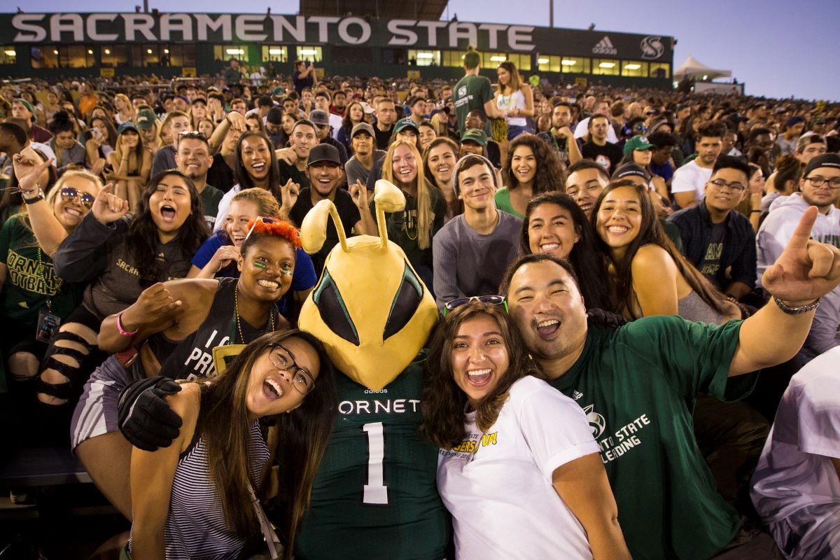 Sacramento State mascot Herky the Hornet is a popular character on campus and beyond. (Sacramento State photo)