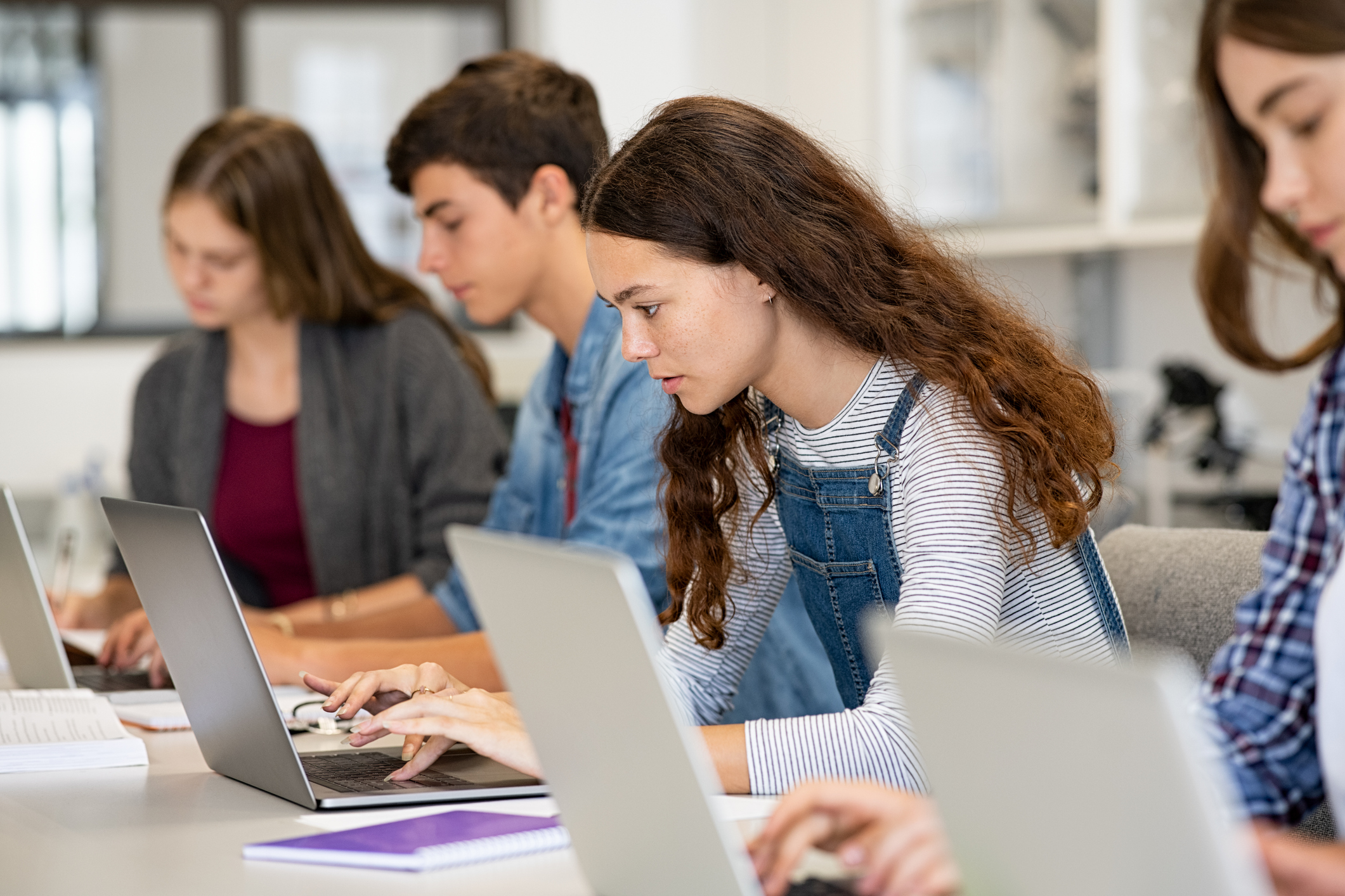 Stock image of students on computers