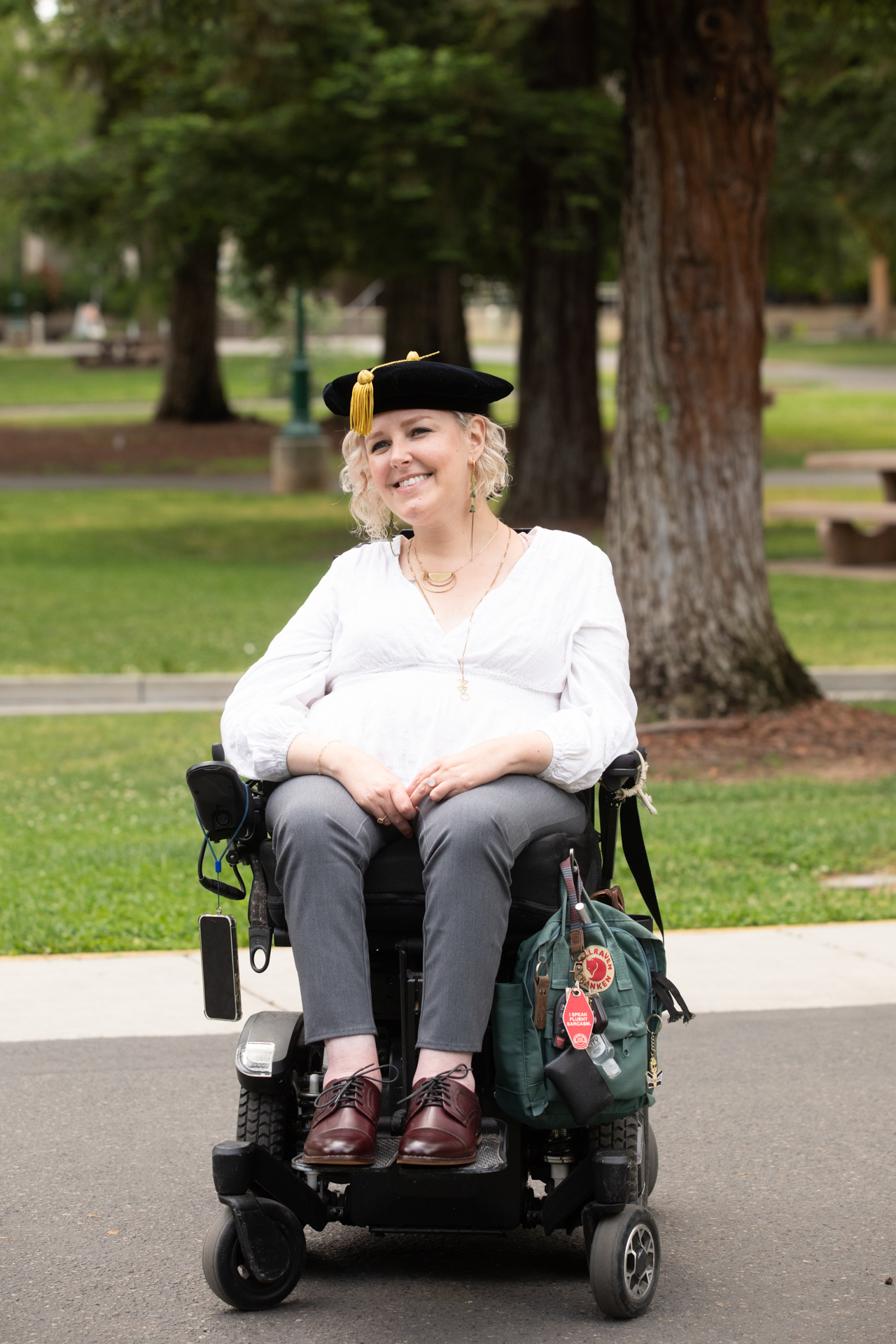 Rachel Stewart wears her graduation cap in anticipation of the big day.