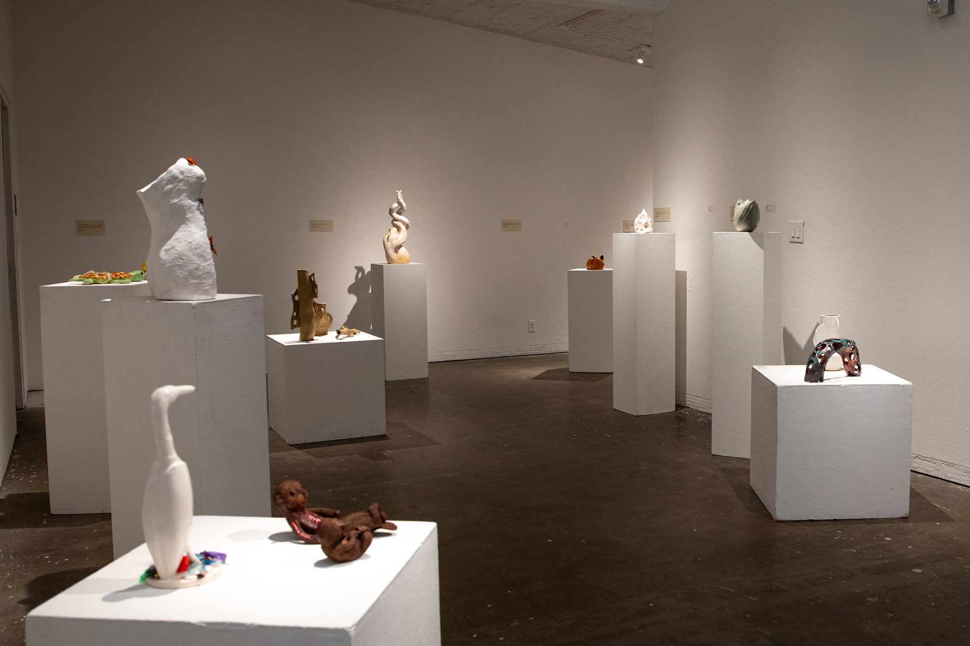 An art exhibit on display in the Robert Else Gallery.