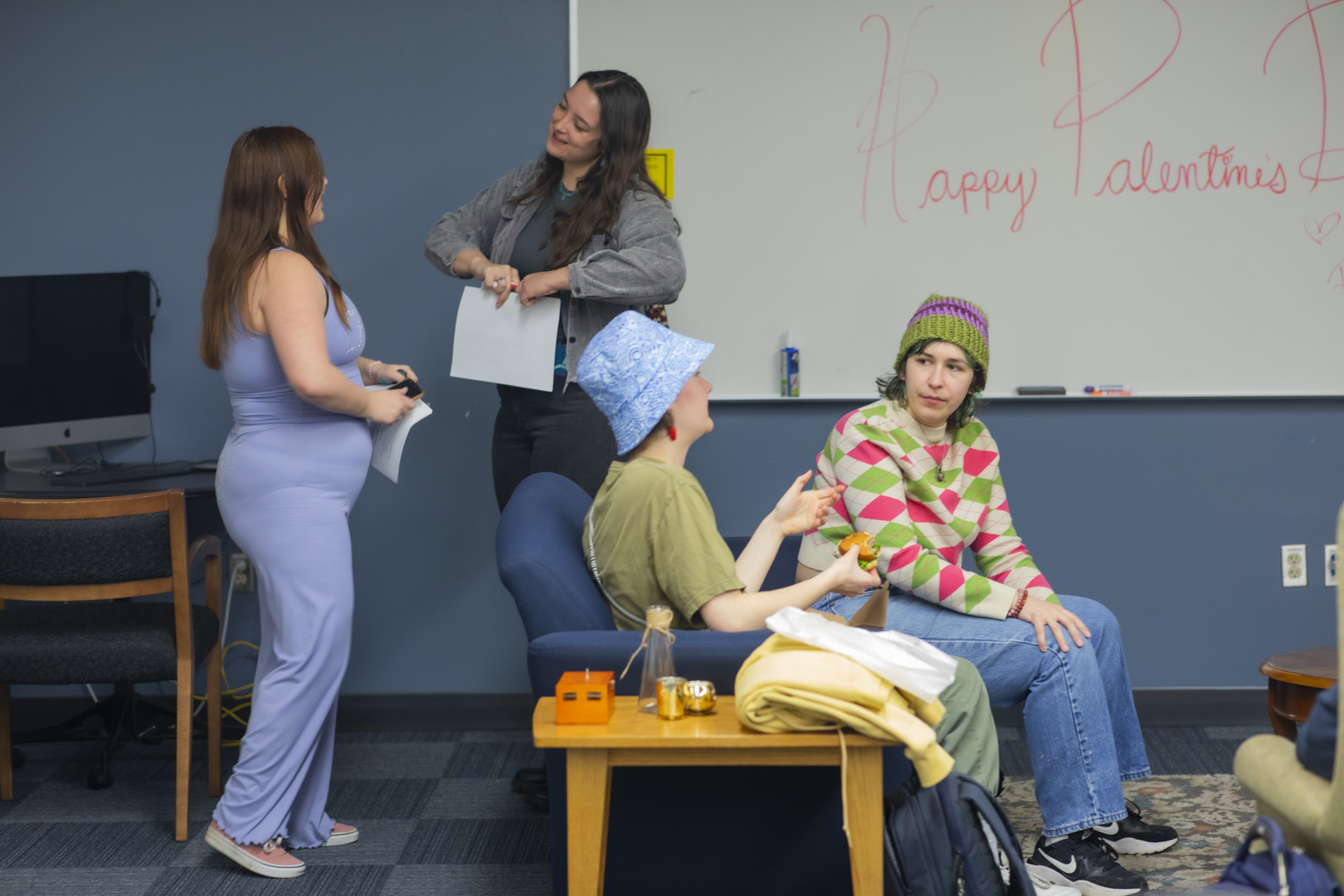 Students chatted and mingled in a welcoming environment during Palentine's Day.