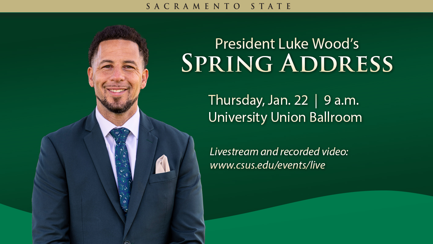 A graphic depicting an animation of Herky and the campus, with the words "This is YOUR day, Sacramento! Give Sac State Day. April 19-20."