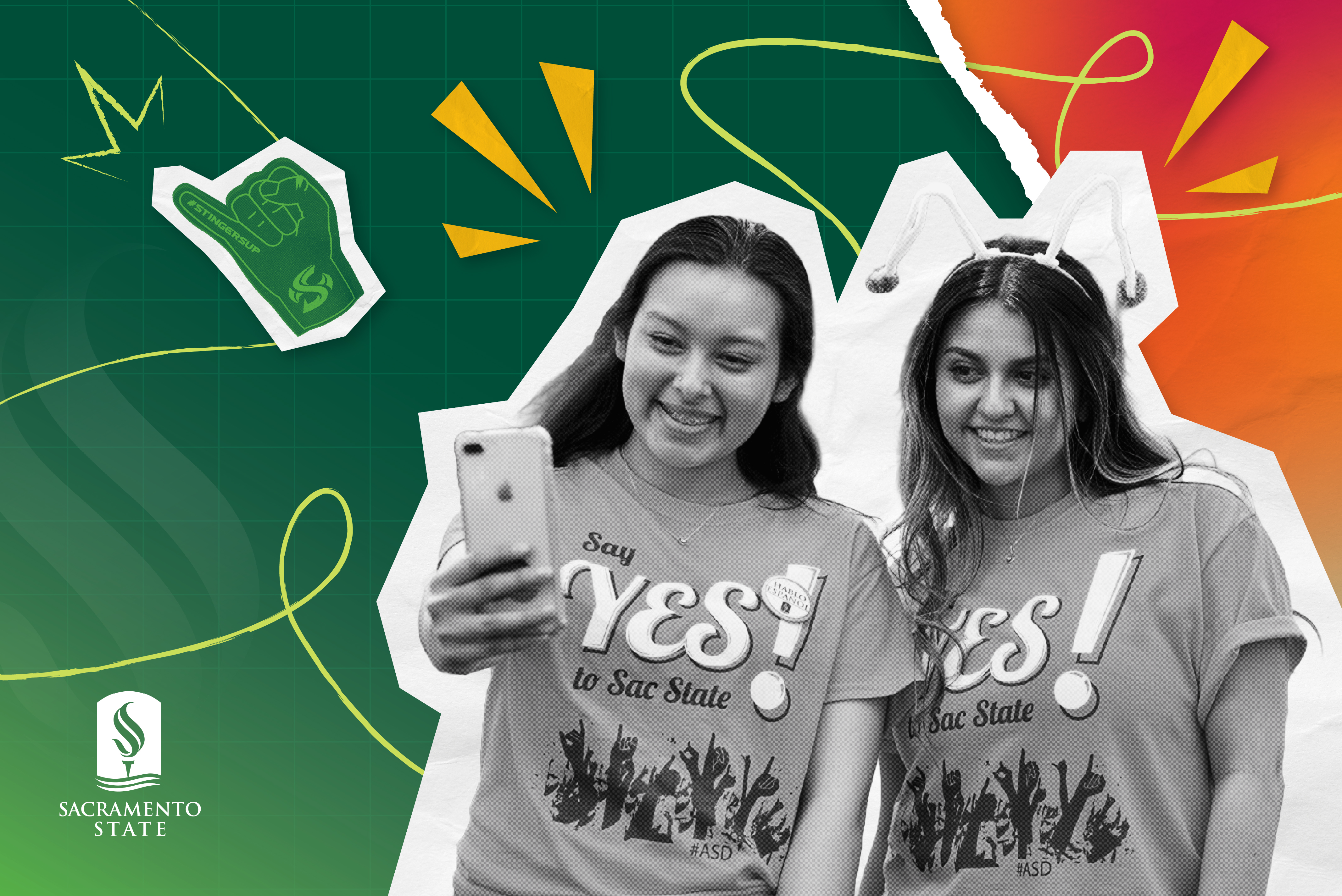 Graphic of two women taking selfie 