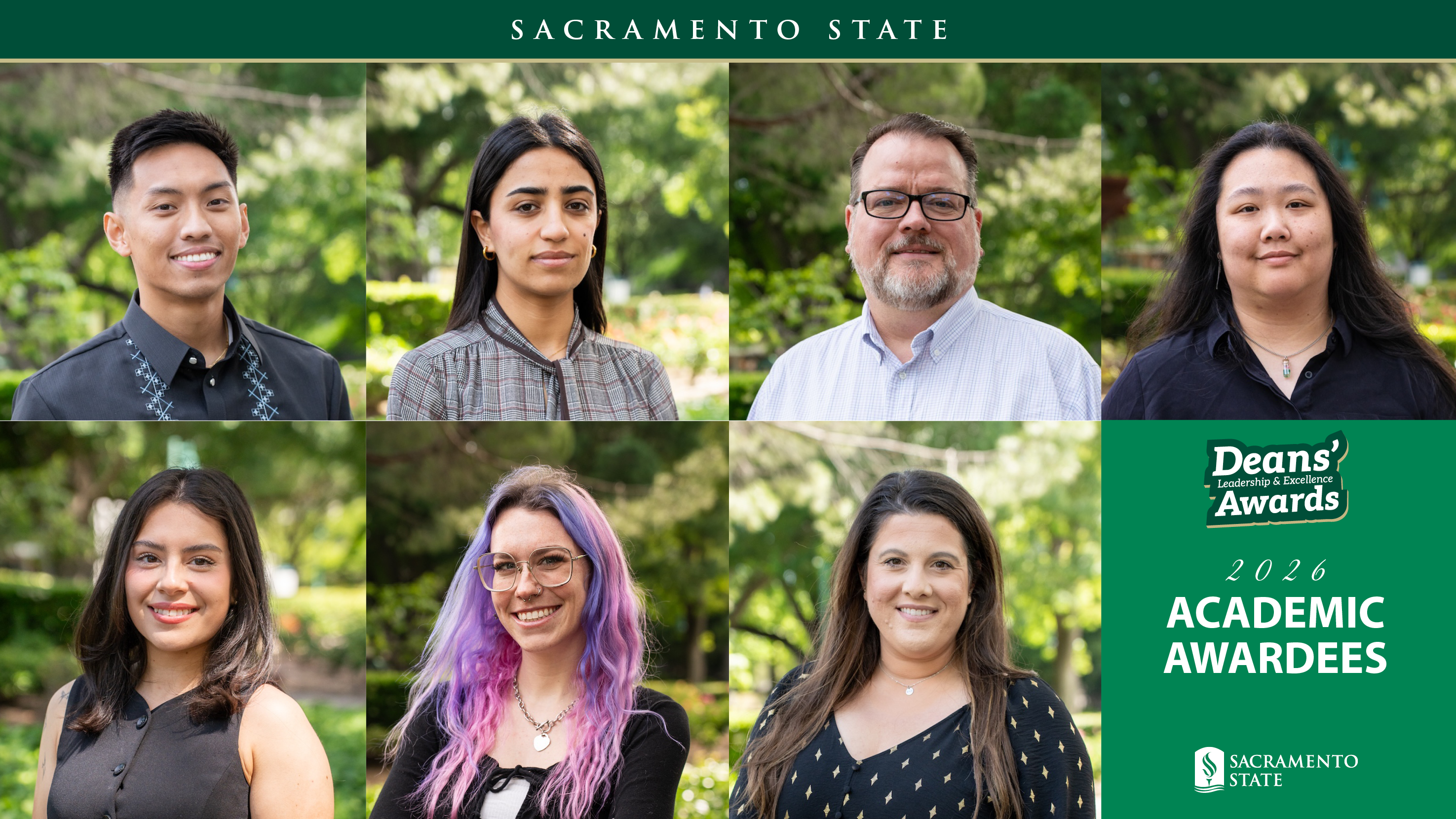 Profile shots of seven students who received the Deans' Award
