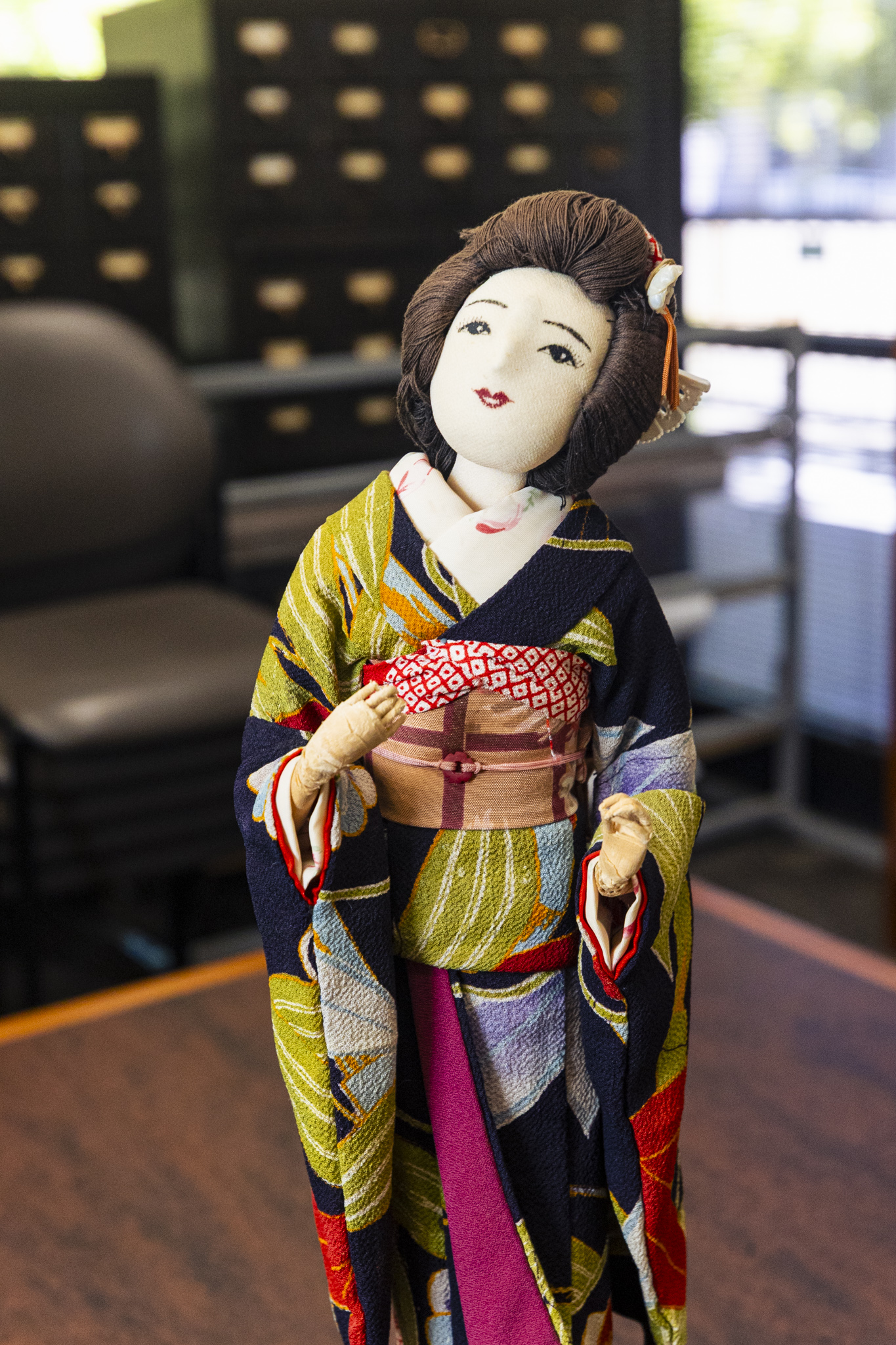 A handmade Japanese doll in kimono
