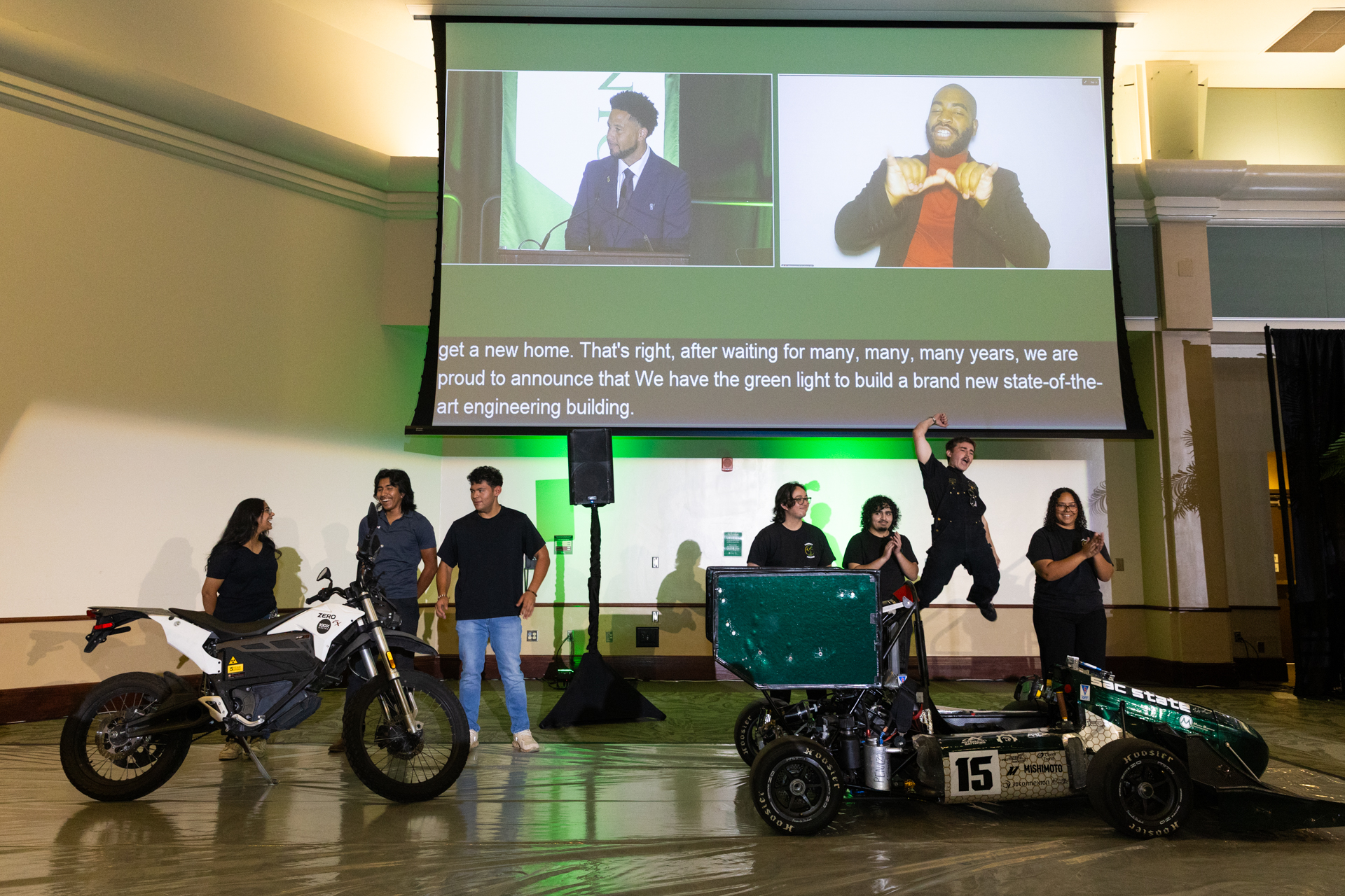College of Engineering students showcase Hornet Racing vehicles.