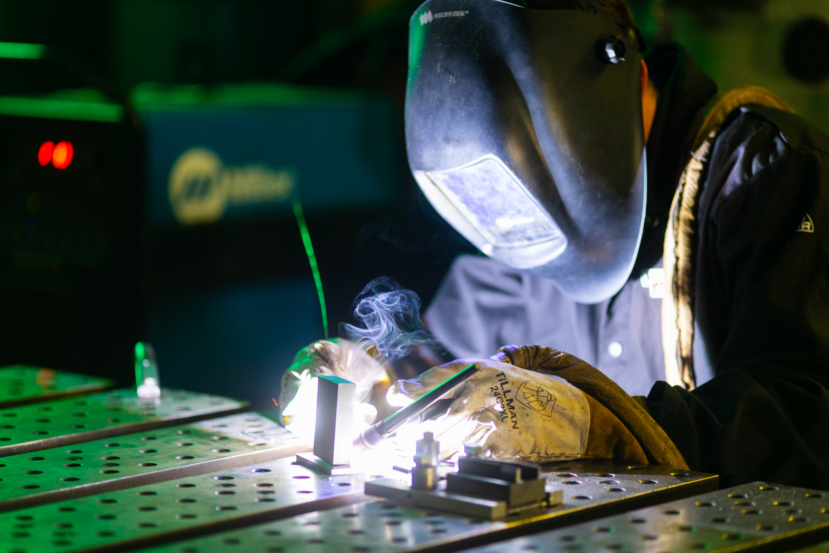 Engineering student welding