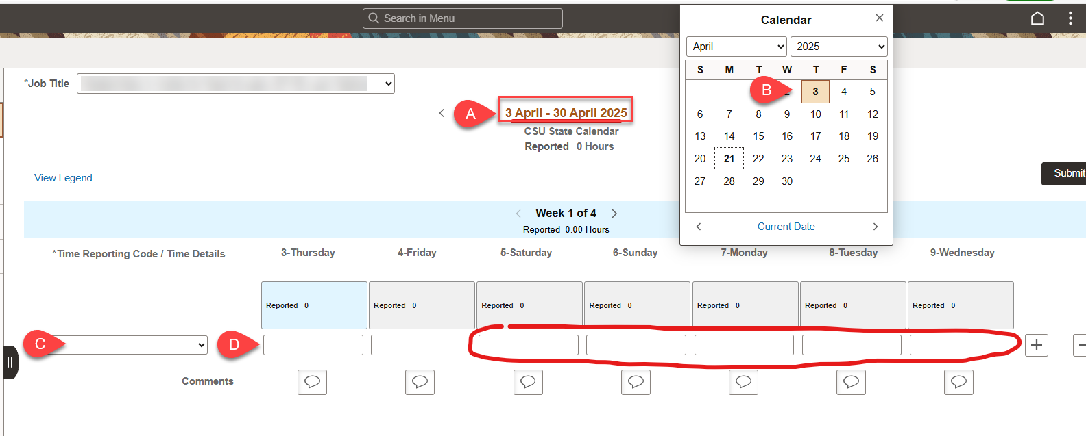 chrs timesheet instructions to enter time by day rather than week