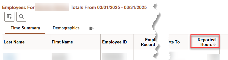 CHRS timesheet click column header to toggle sort order