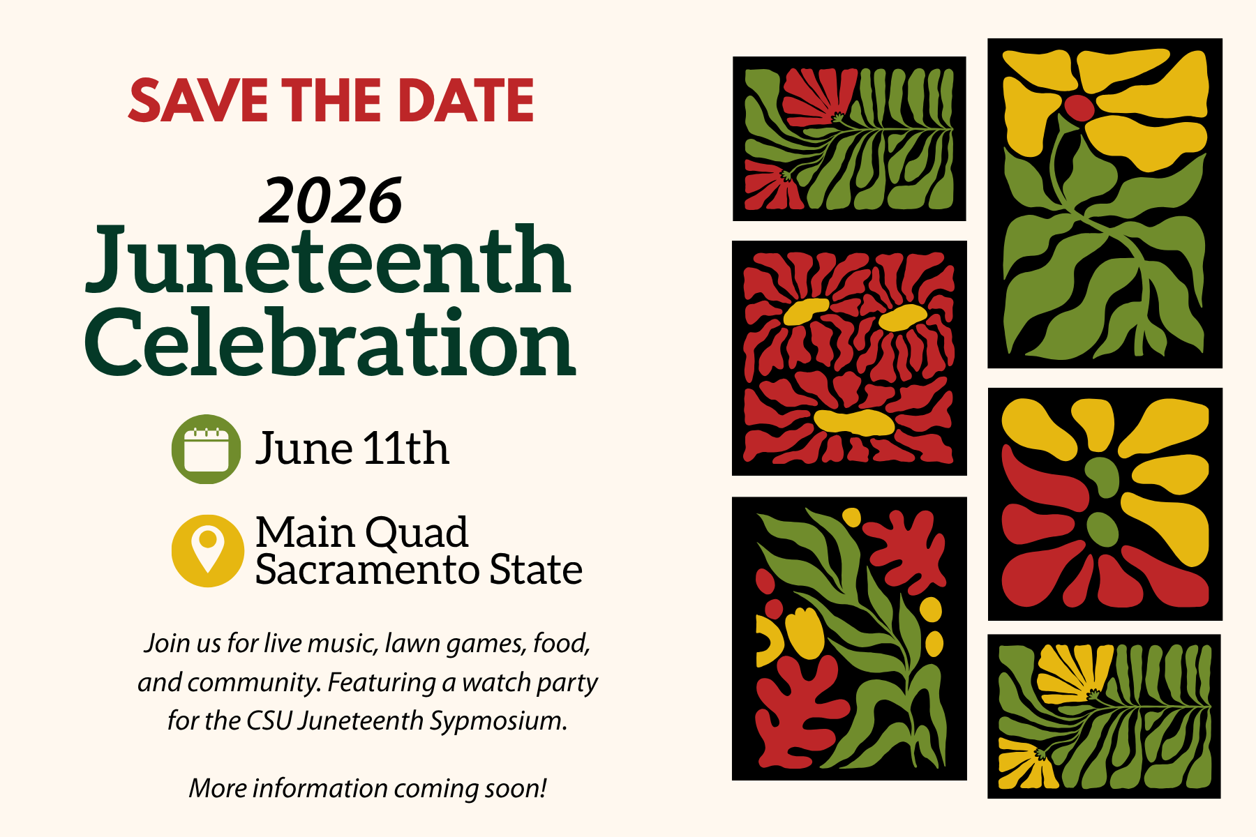 Save the date for Juneteenth Celebration on June 11th from 10am to 2pm
