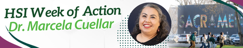 Decorative graphic with event title on it and photo of Dr. Marcela Cuellar.