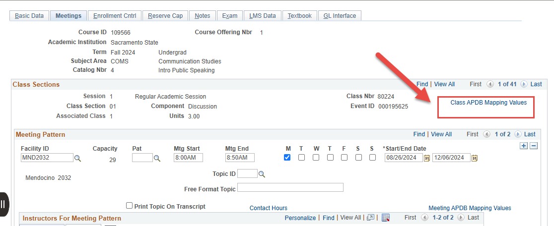 link to class APDB mapping values