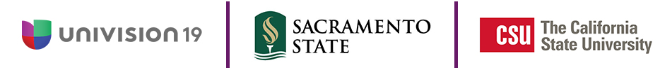 Feria Partner Logos: Univision 19, Sacramento State, and The California State University