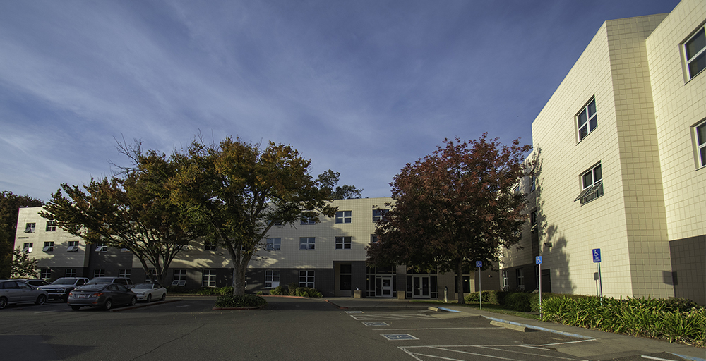 Exterior of Desmond Residency Hall On The Sac State Campus