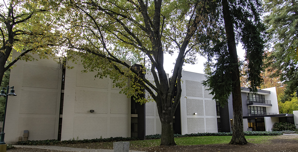 Exterior of Sierra Residency Hall On The Sac State Campus