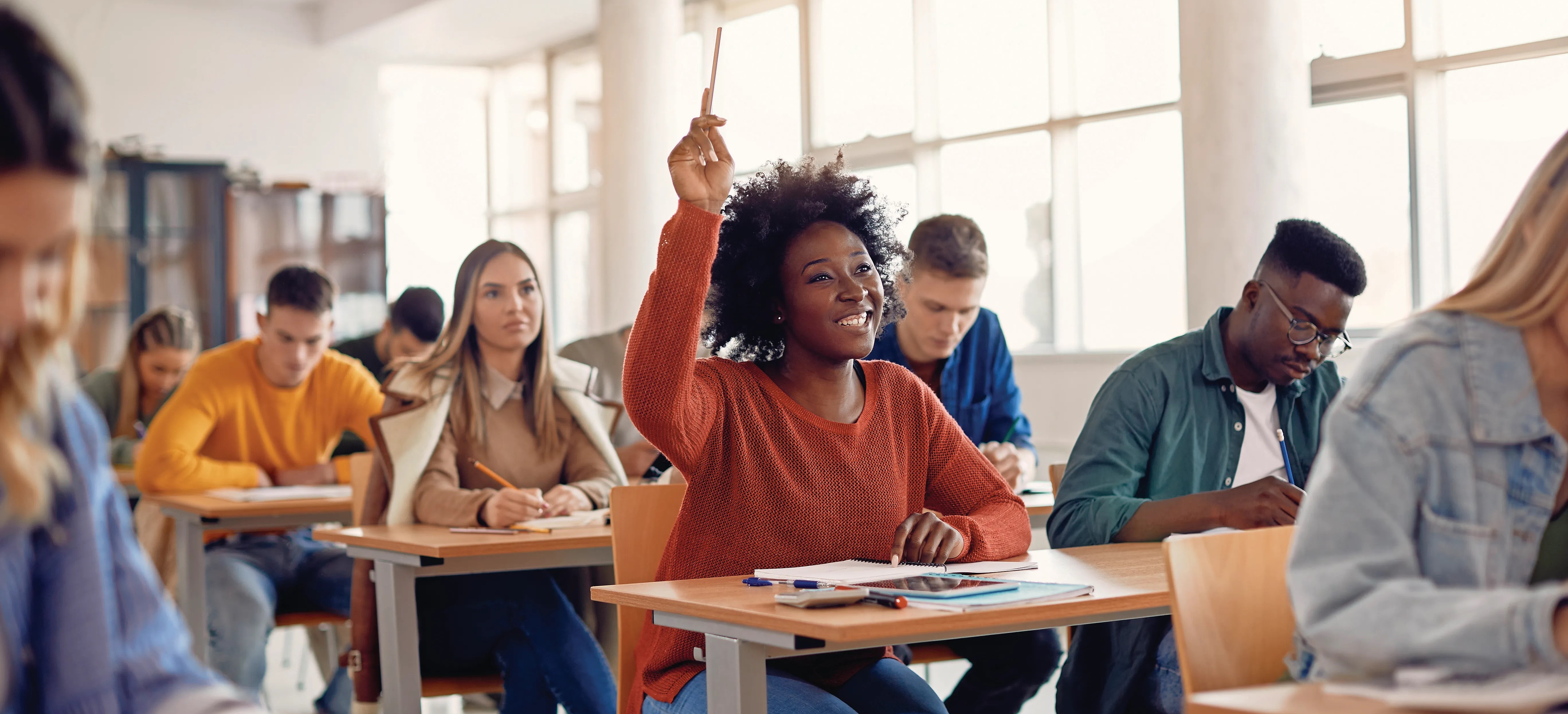 High school students in classroom