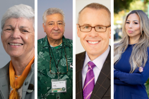Four honoree headshots displayed vertically in evenly spaced photo panel