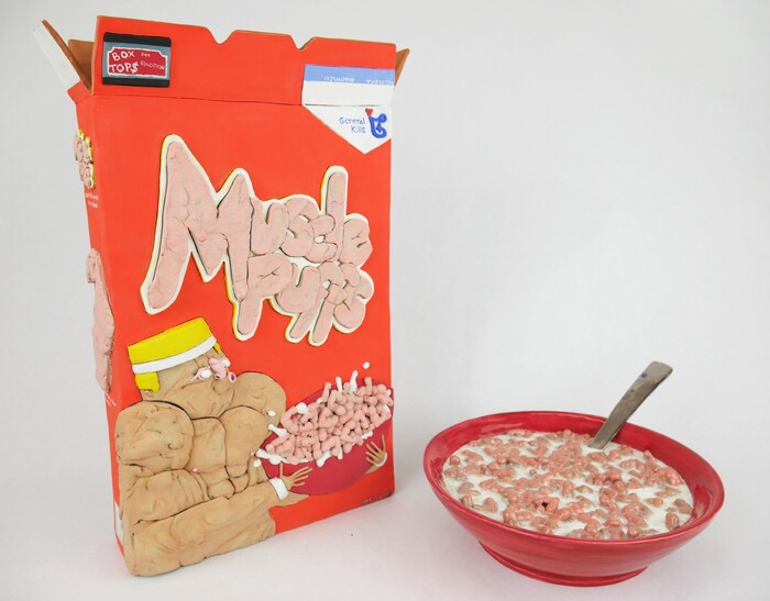 ceramic cereals box and bowl