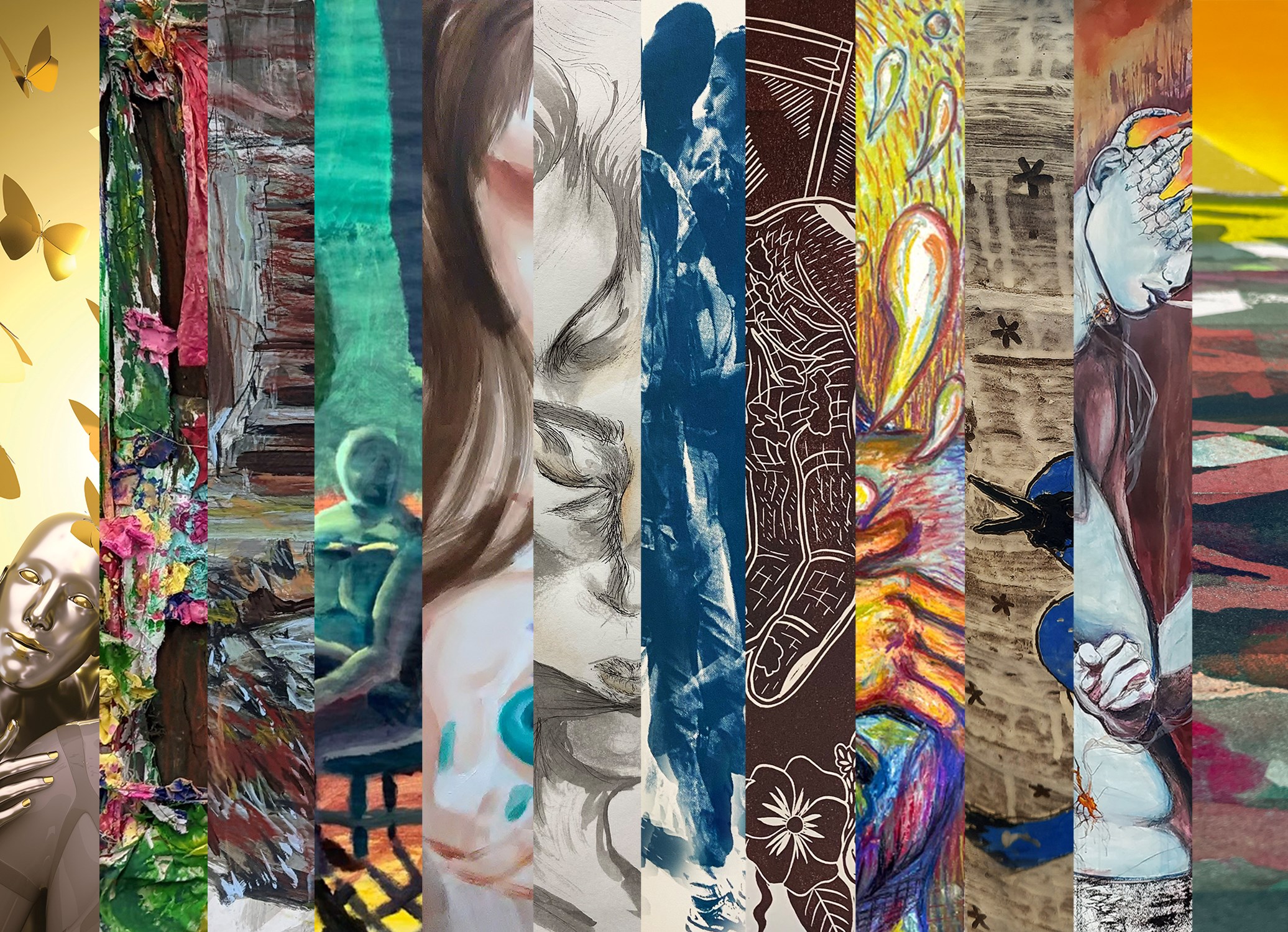 detail stripes of artwork by students