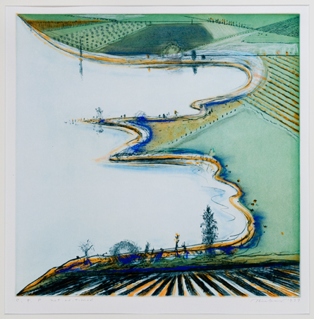landscape with river edge meeting agricultural lands