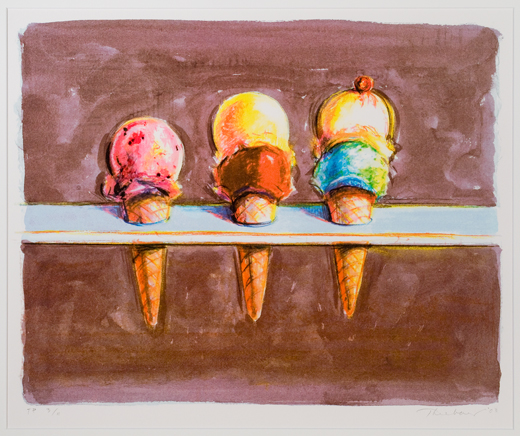 3 ice cream cones with 2 scoops each