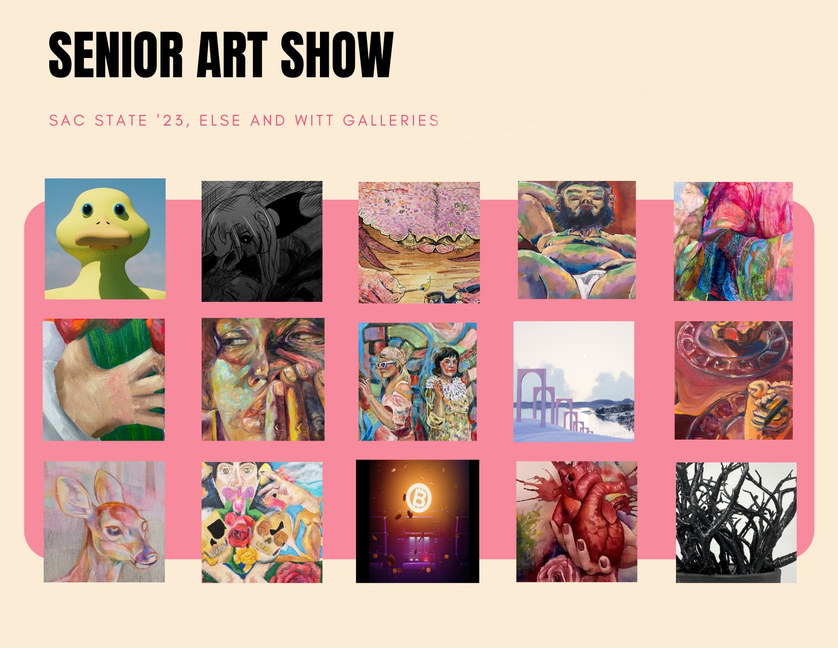 postcard image of spring senior art show 2023