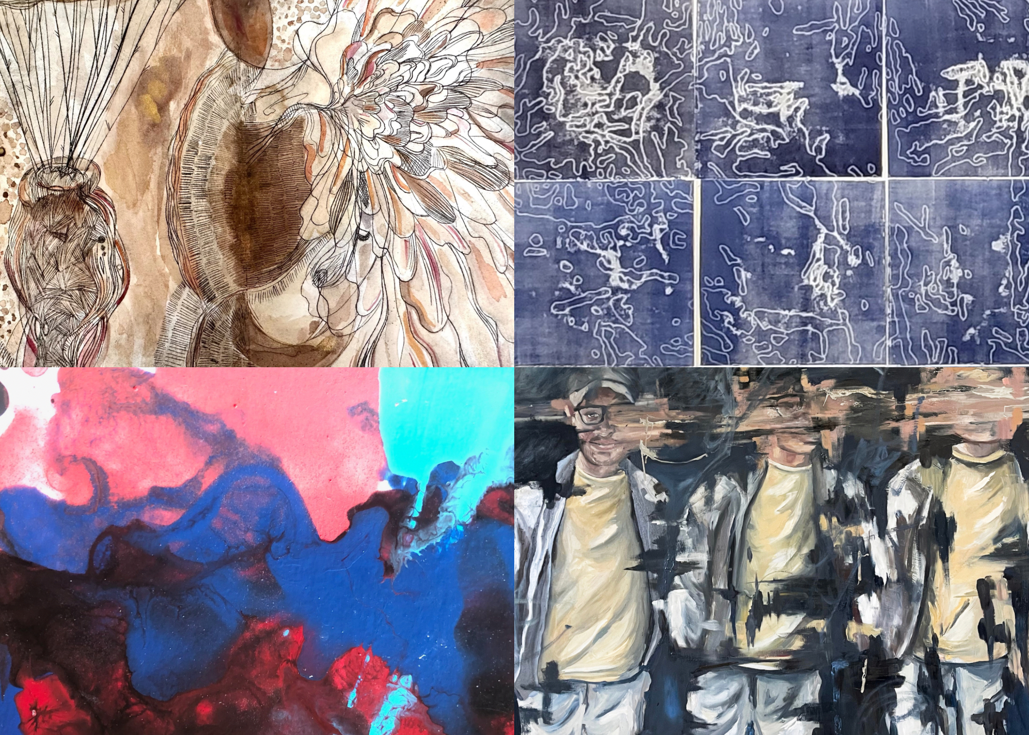 Four images representing the four 2023 MFA students.