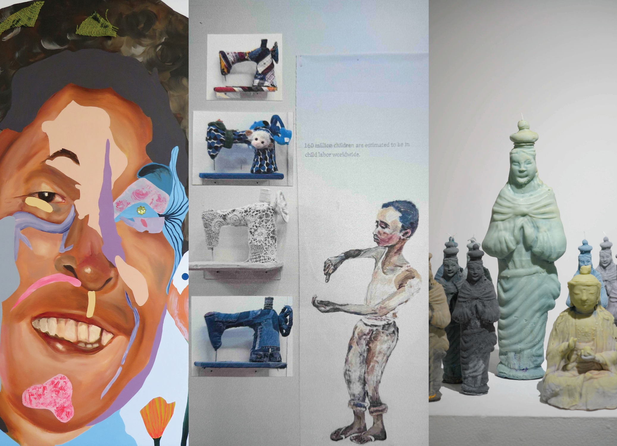 image of three artists' work side by side