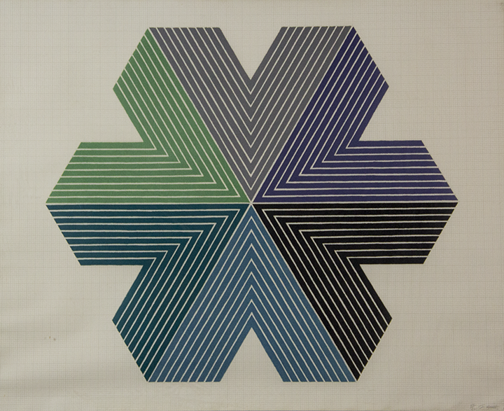 star shape print made from different colored thin lines